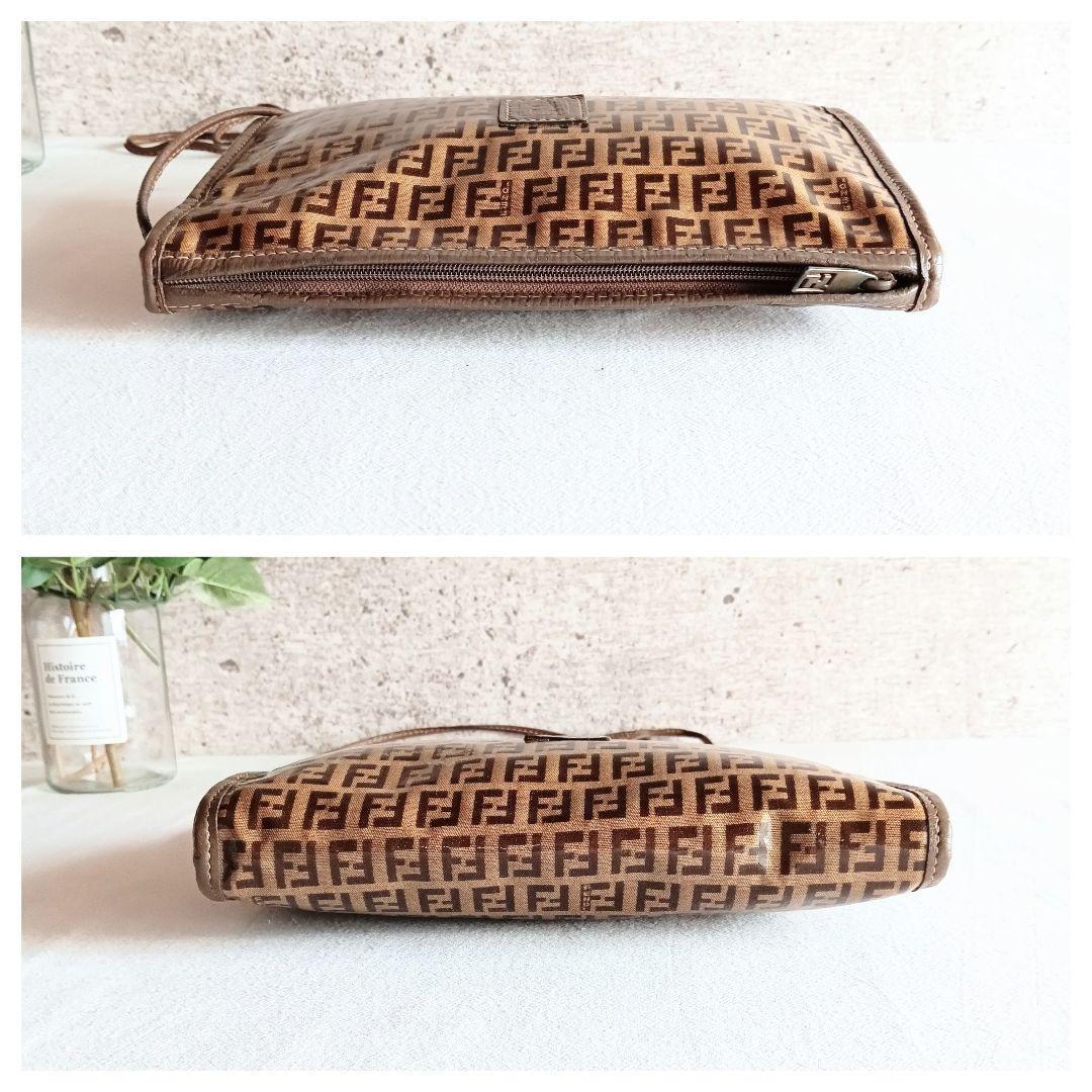 FENDI Shoulder Bag Purse FF Zucchino Brown Authentic
