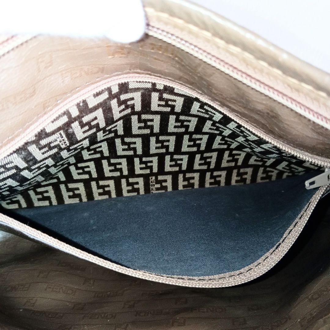 FENDI Shoulder Bag Purse FF Zucchino Brown Authentic