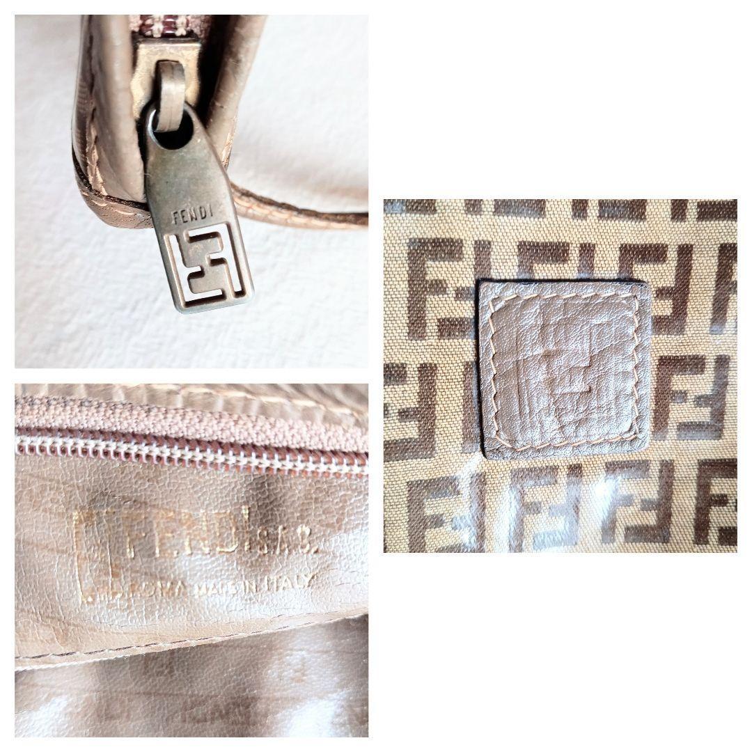 FENDI Shoulder Bag Purse FF Zucchino Brown Authentic