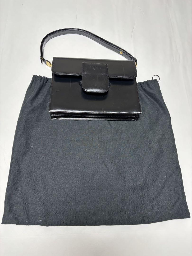 Saint Laurent Hand Shoulder Bag Tote Purse Leather Black Authentic