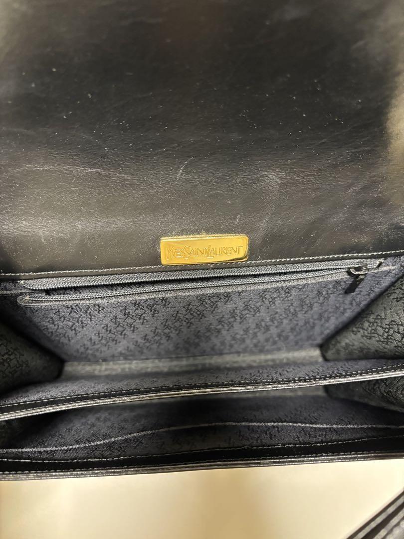 Saint Laurent Hand Shoulder Bag Tote Purse Leather Black Authentic