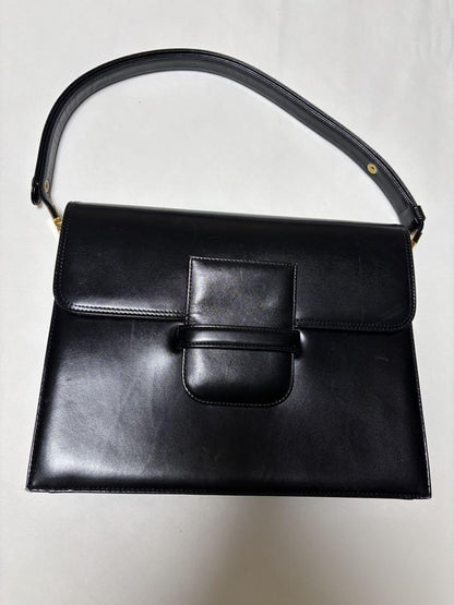 Saint Laurent Hand Shoulder Bag Tote Purse Leather Black Authentic