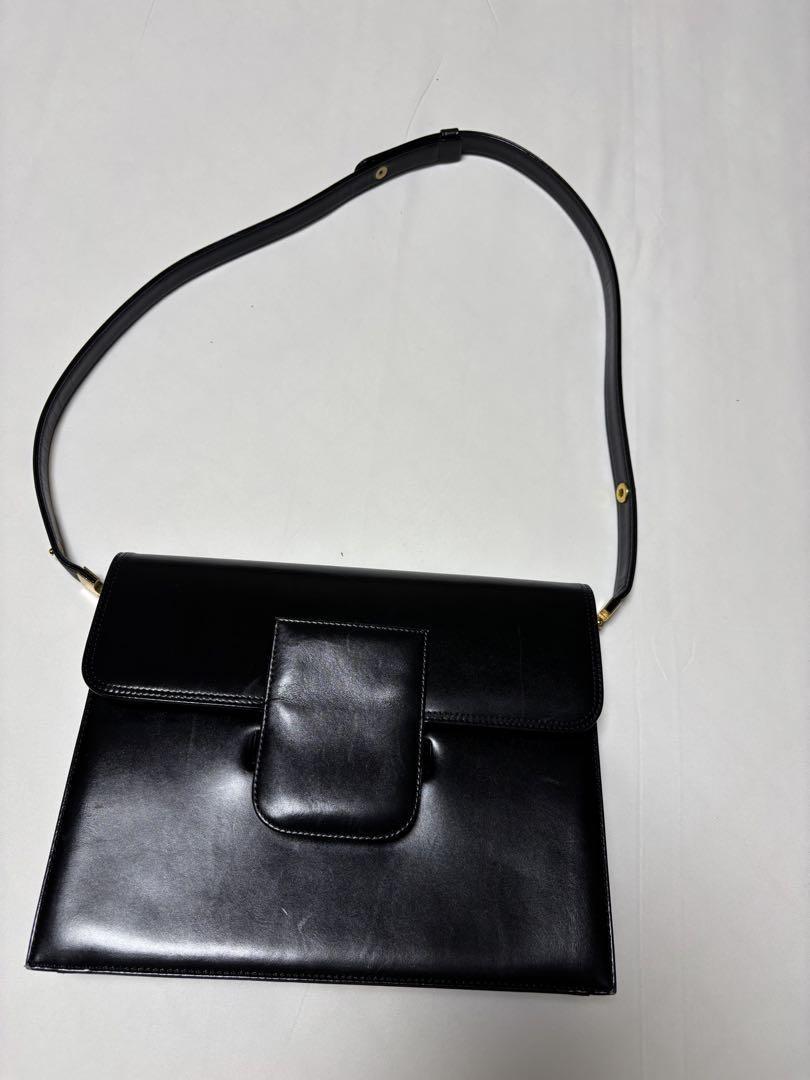Saint Laurent Hand Shoulder Bag Tote Purse Leather Black Authentic