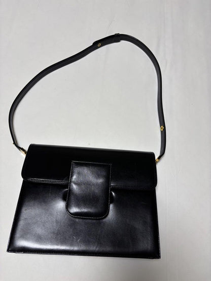 Saint Laurent Hand Shoulder Bag Tote Purse Leather Black Authentic