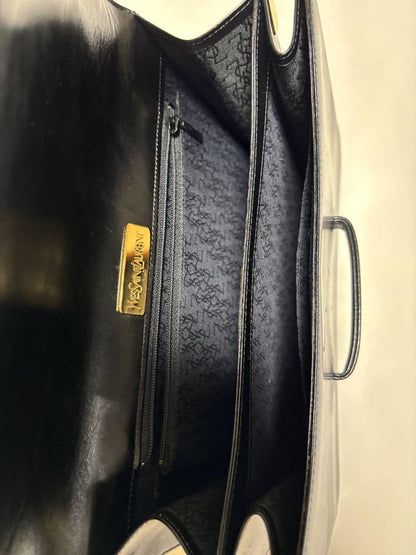 Saint Laurent Hand Shoulder Bag Tote Purse Leather Black Authentic