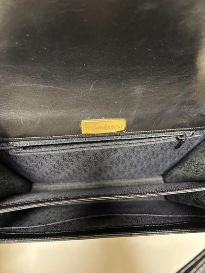 Saint Laurent Hand Shoulder Bag Tote Purse Leather Black Authentic