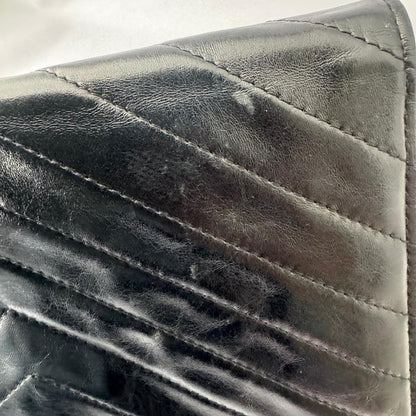 Saint Laurent Clutch Bag Second Bag V stitch Quilting Leather Black Authentic