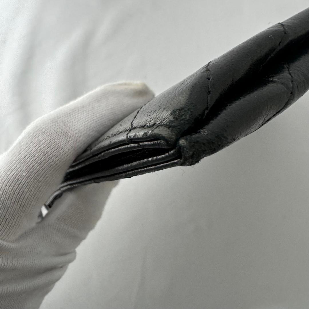 Saint Laurent Clutch Bag Second Bag V stitch Quilting Leather Black Authentic