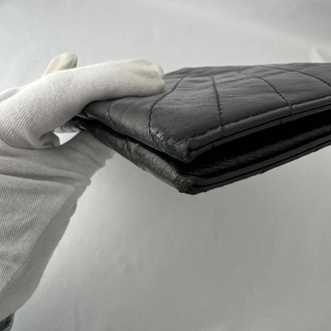 Saint Laurent Clutch Bag Second Bag V stitch Quilting Leather Black Authentic