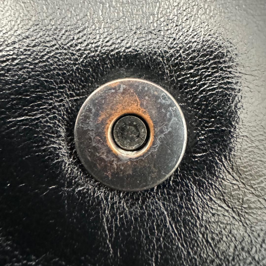 Saint Laurent Clutch Bag Second Bag V stitch Quilting Leather Black Authentic