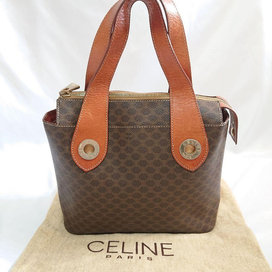 CELINE Macadam Purse Handbags tote bag shoulder bag Leather PVC Brown Beige Auth