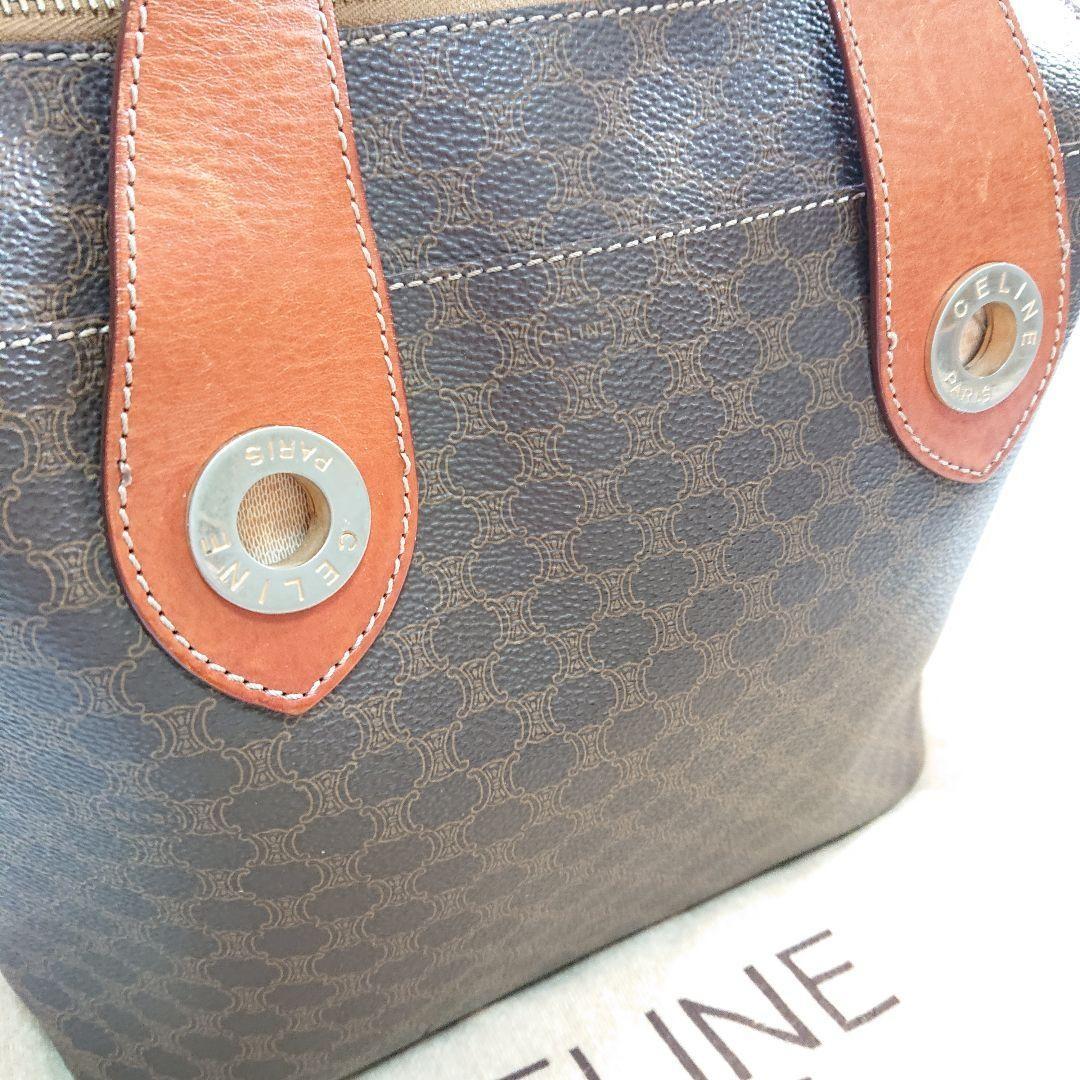 CELINE Macadam Purse Handbags tote bag shoulder bag Leather PVC Brown Beige Auth