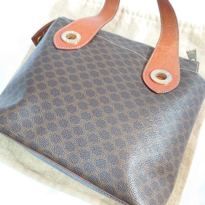 CELINE Macadam Purse Handbags tote bag shoulder bag Leather PVC Brown Beige Auth