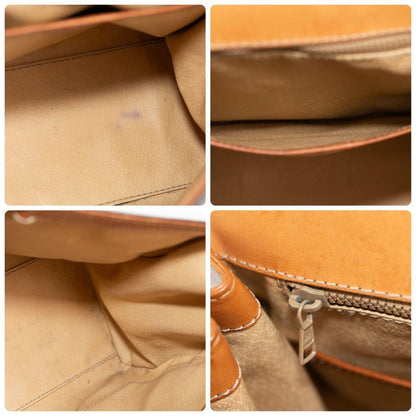 CELINE Gancini Purse macadam pattern handbag all over leather PVC brown Gold