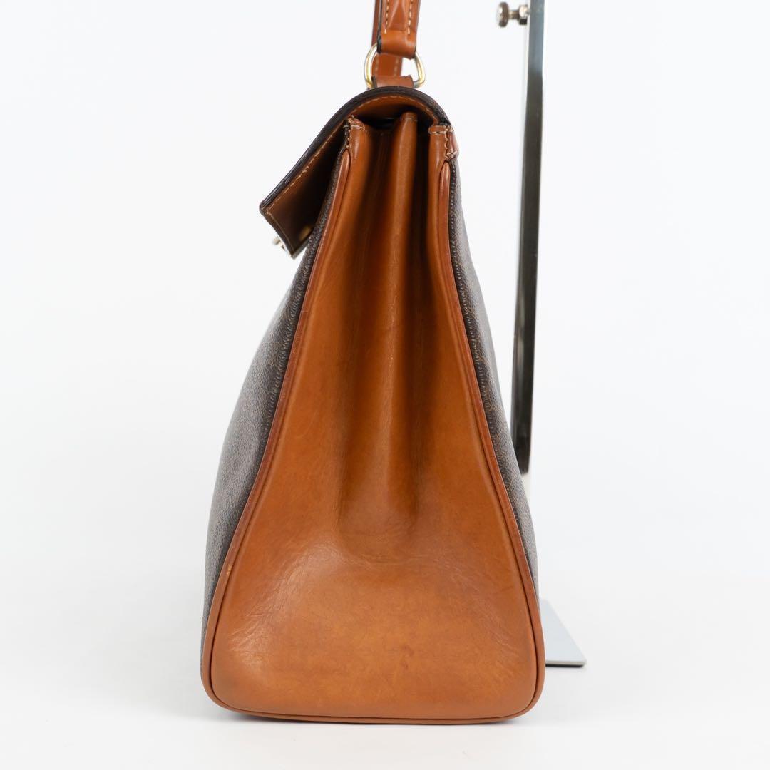 CELINE Gancini Purse macadam pattern handbag all over leather PVC brown Gold