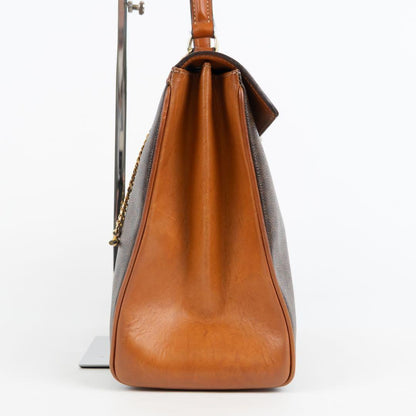 CELINE Gancini Purse macadam pattern handbag all over leather PVC brown Gold