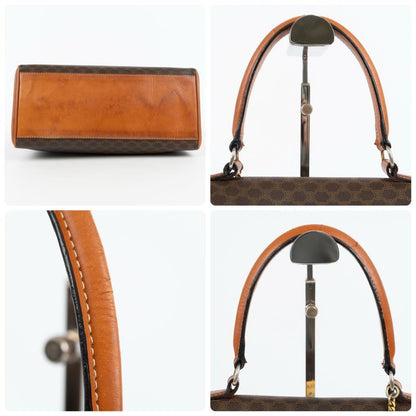 CELINE Gancini Purse macadam pattern handbag all over leather PVC brown Gold