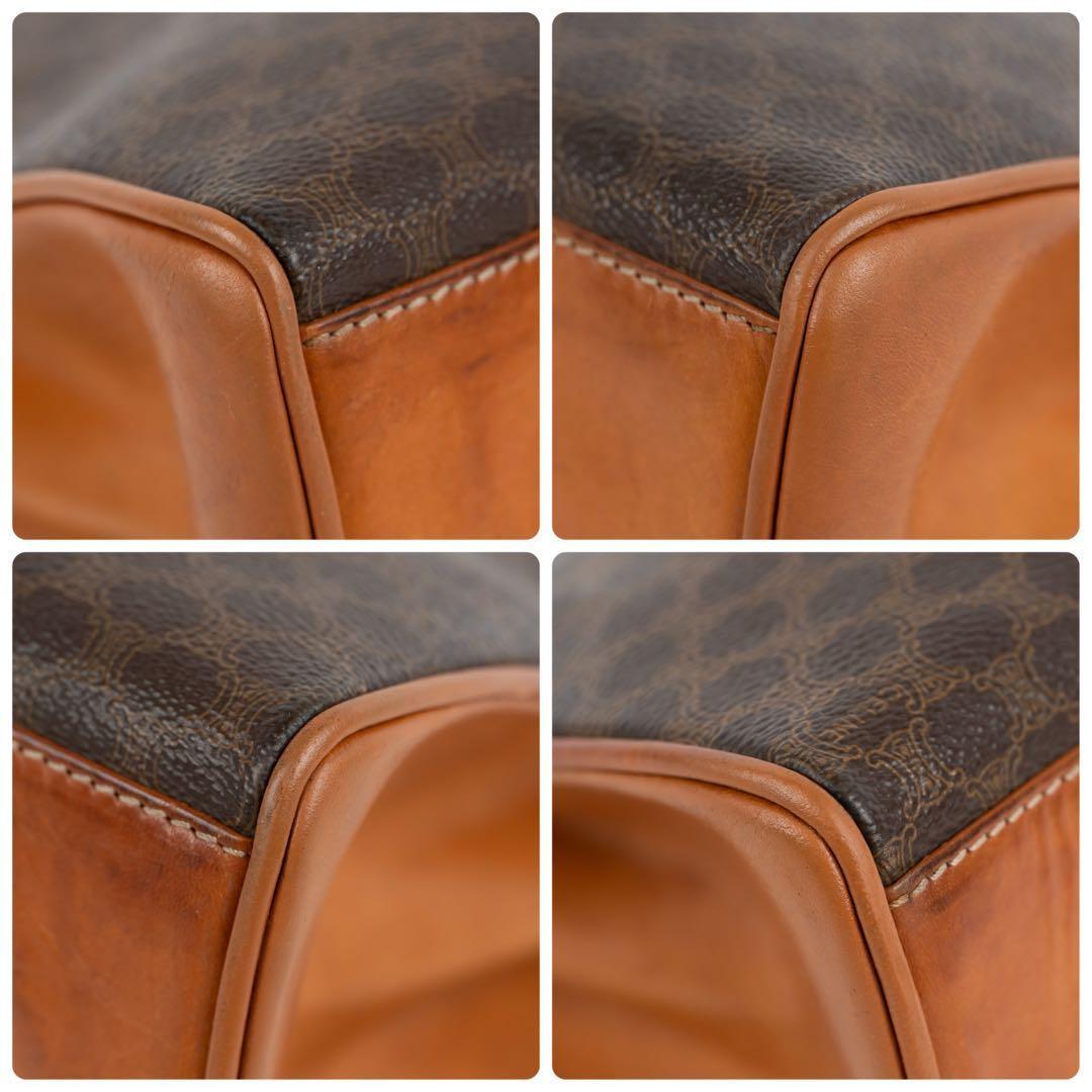 CELINE Gancini Purse macadam pattern handbag all over leather PVC brown Gold