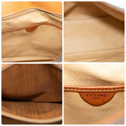 CELINE Gancini Purse macadam pattern handbag all over leather PVC brown Gold