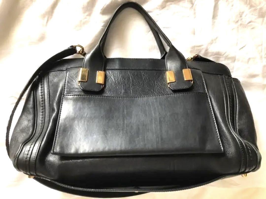 Chloe Hand Bag Tote Bag ALICE 2way Leather Black Authentic
