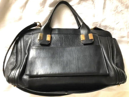 Chloe Hand Bag Tote Bag ALICE 2way Leather Black Authentic