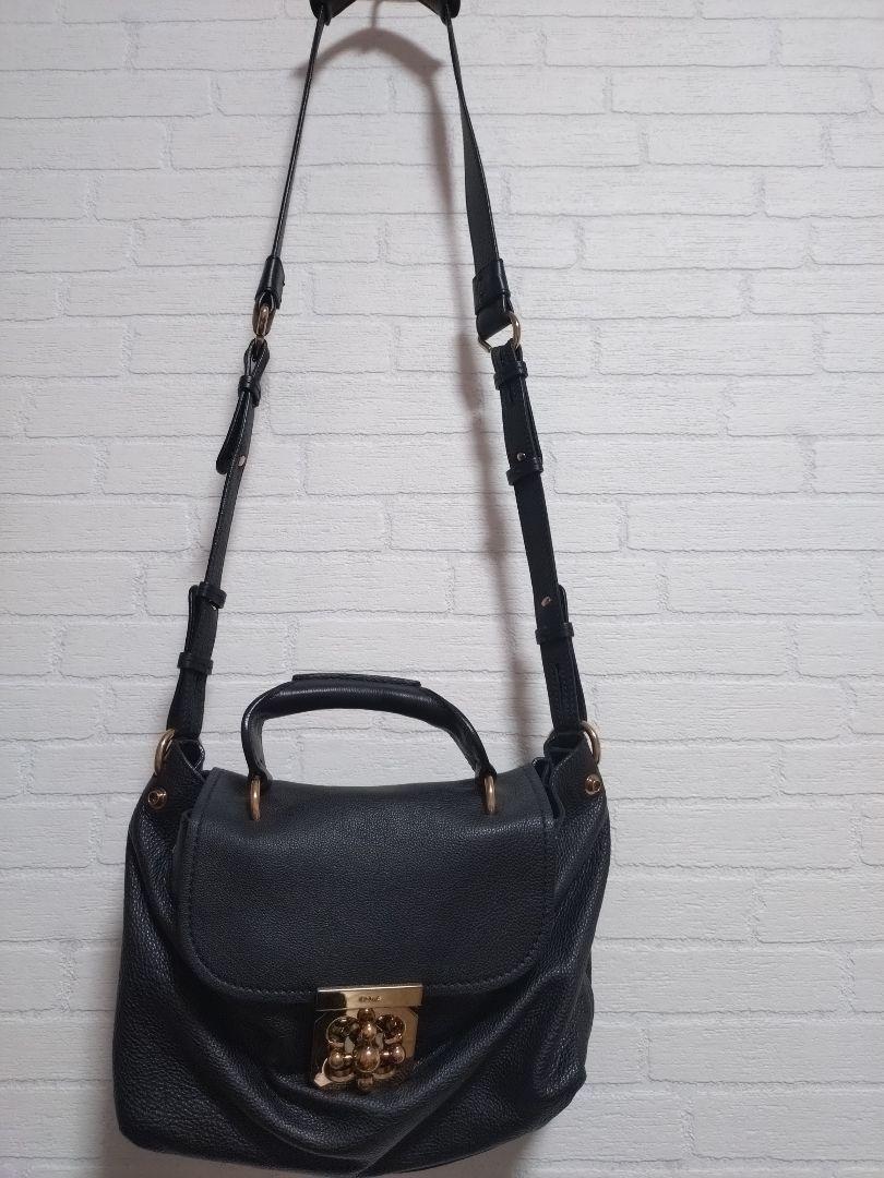 Chloe Shoulder Bag Purse Elsie Leather Black Authentic