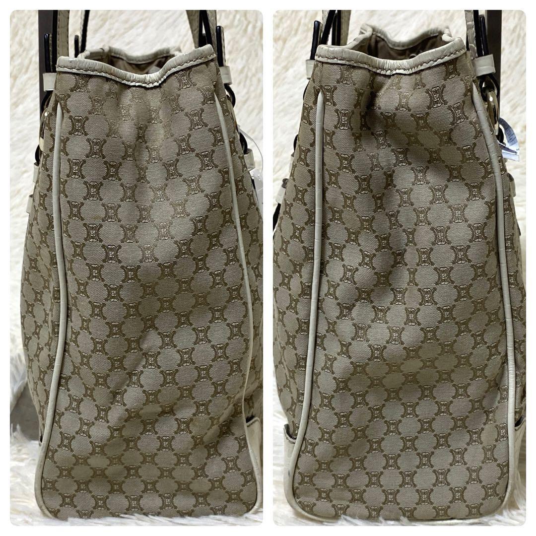 CELINE tote bag Purse Macadam  Canvas Leather Beige Women's Used Authentic
