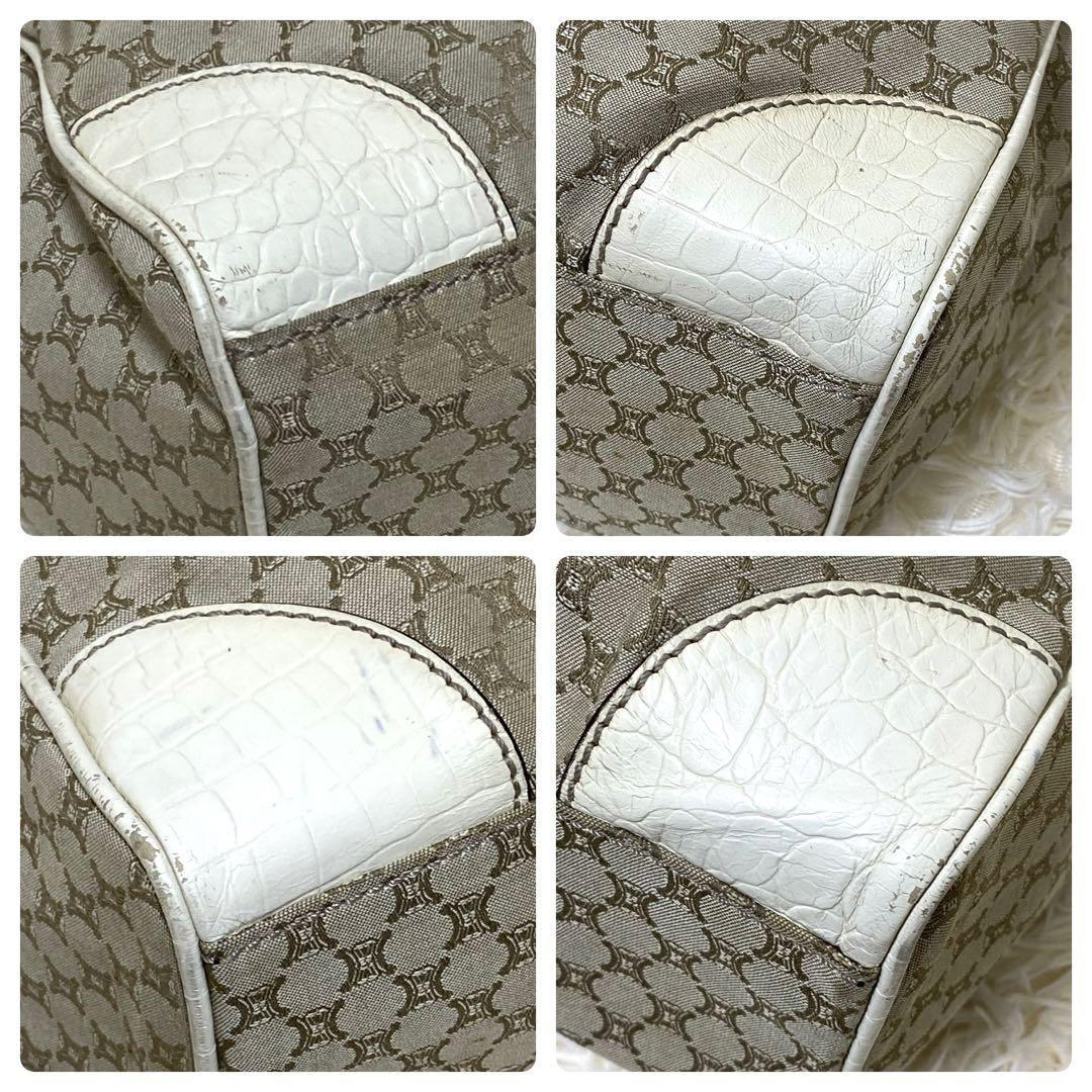 CELINE tote bag Purse Macadam  Canvas Leather Beige Women's Used Authentic