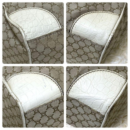 CELINE tote bag Purse Macadam  Canvas Leather Beige Women's Used Authentic