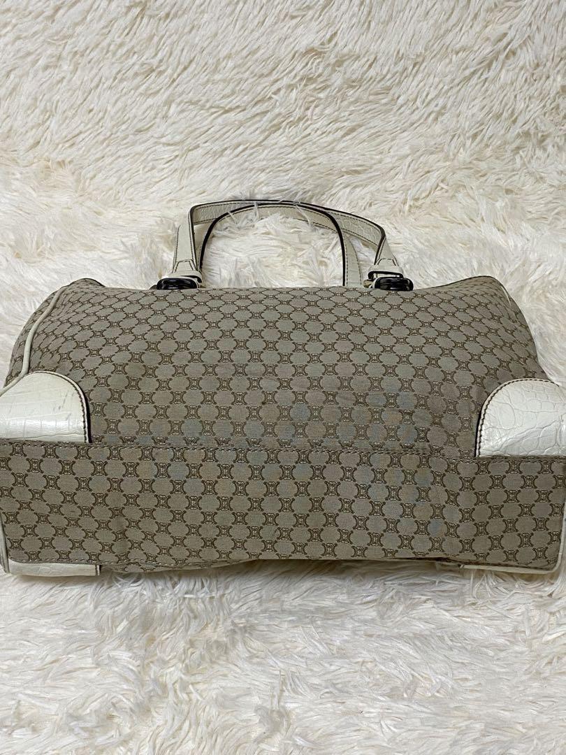 CELINE tote bag Purse Macadam  Canvas Leather Beige Women's Used Authentic