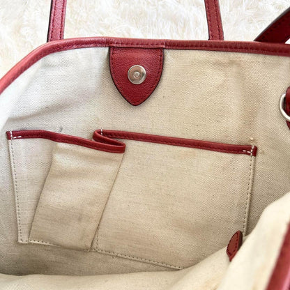 CELINE handbag Tote Purse Horse carriage Leather Red Authentic Used Women's