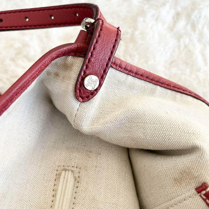CELINE handbag Tote Purse Horse carriage Leather Red Authentic Used Women's