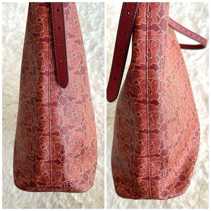 CELINE handbag Tote Purse Horse carriage Leather Red Authentic Used Women's