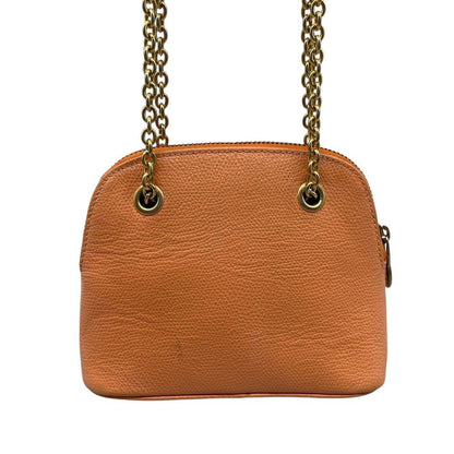 CELINE shoulder bag Purse Leather chain Orange Gold Women's Authentic Used