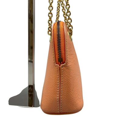 CELINE shoulder bag Purse Leather chain Orange Gold Women's Authentic Used