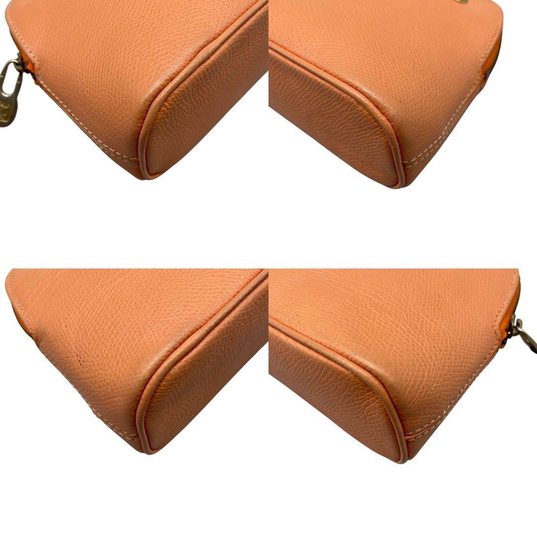 CELINE shoulder bag Purse Leather chain Orange Gold Women's Authentic Used