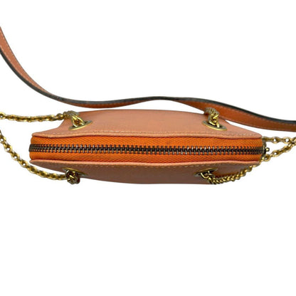 CELINE shoulder bag Purse Leather chain Orange Gold Women's Authentic Used