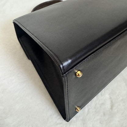 Valentino Garavani Hand Bag Tote Purse Leather Black Authentic