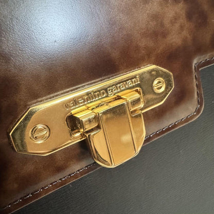 Valentino Garavani Hand Bag Tote Purse Leather Black Authentic