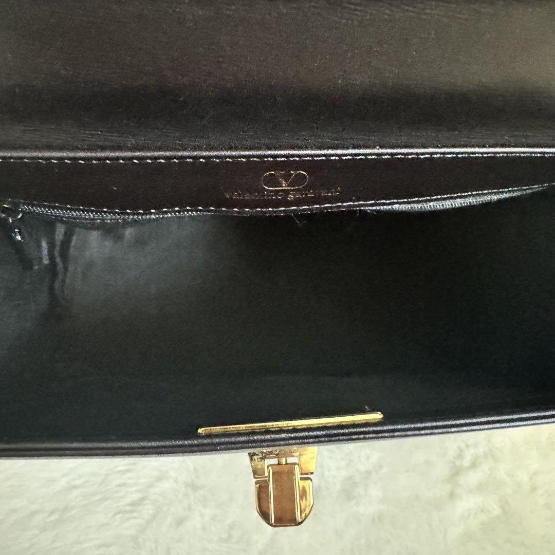 Valentino Garavani Hand Bag Tote Purse Leather Black Authentic