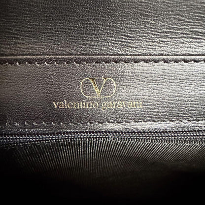Valentino Garavani Hand Bag Tote Purse Leather Black Authentic