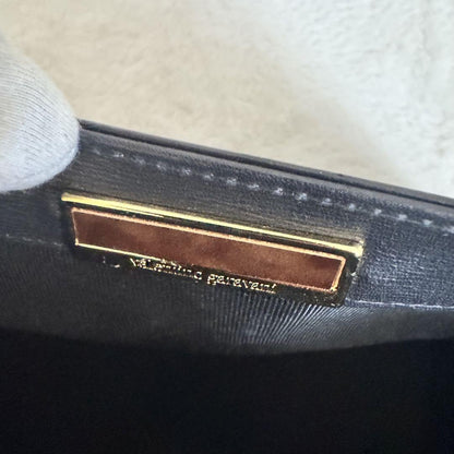 Valentino Garavani Hand Bag Tote Purse Leather Black Authentic