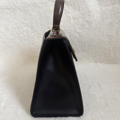 Valentino Garavani Hand Bag Tote Purse Leather Black Authentic