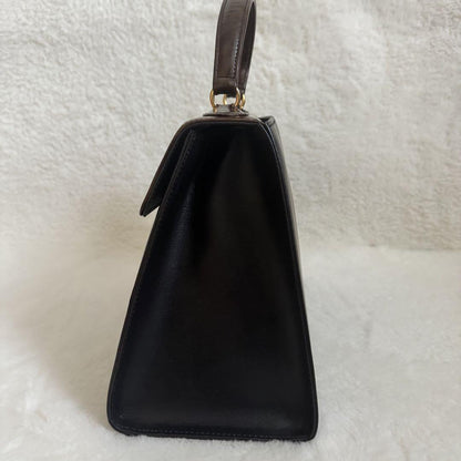 Valentino Garavani Hand Bag Tote Purse Leather Black Authentic