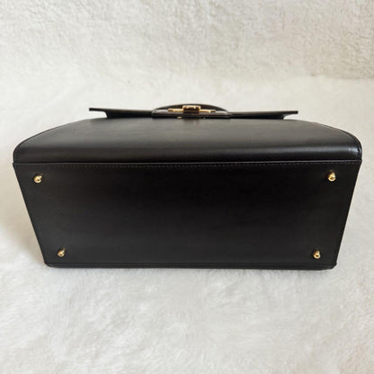 Valentino Garavani Hand Bag Tote Purse Leather Black Authentic