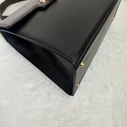 Valentino Garavani Hand Bag Tote Purse Leather Black Authentic