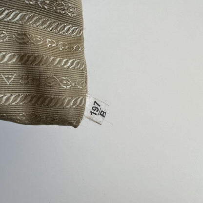 PRADA Shoulder Bag Purse Logo JACQUARD Leather Light Blue Beige Authentic