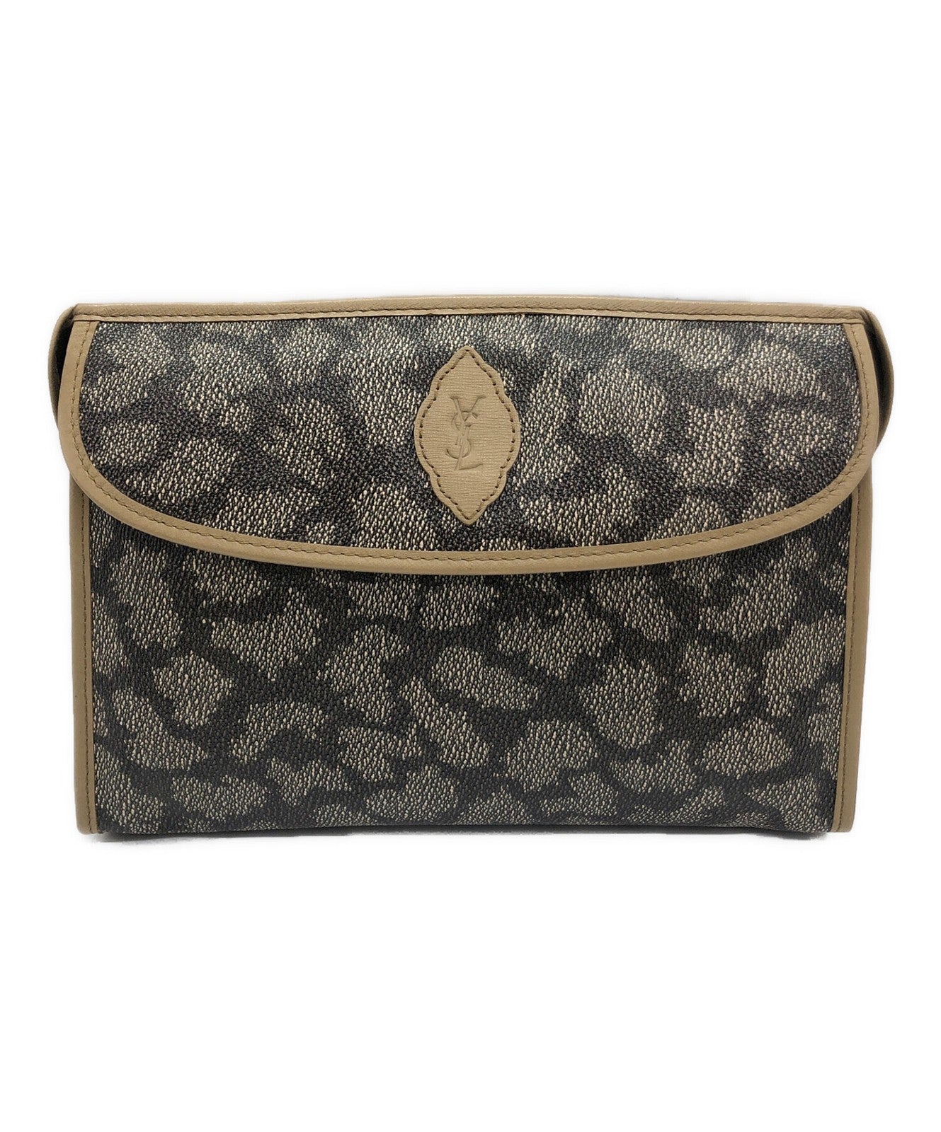 Saint Laurent Clutch Bag Second Bag YSL Cassandra PVC Beige Authentic