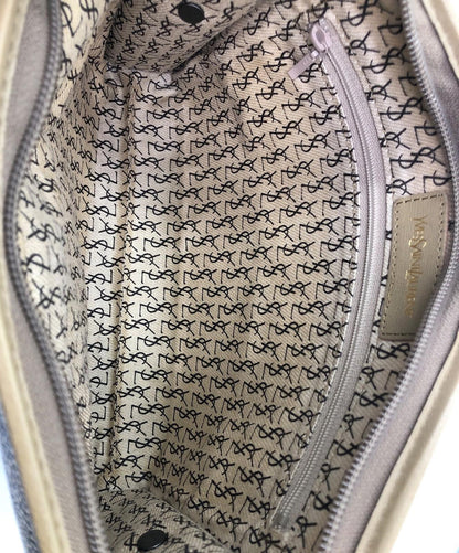 Saint Laurent Clutch Bag Second Bag YSL Cassandra PVC Beige Authentic