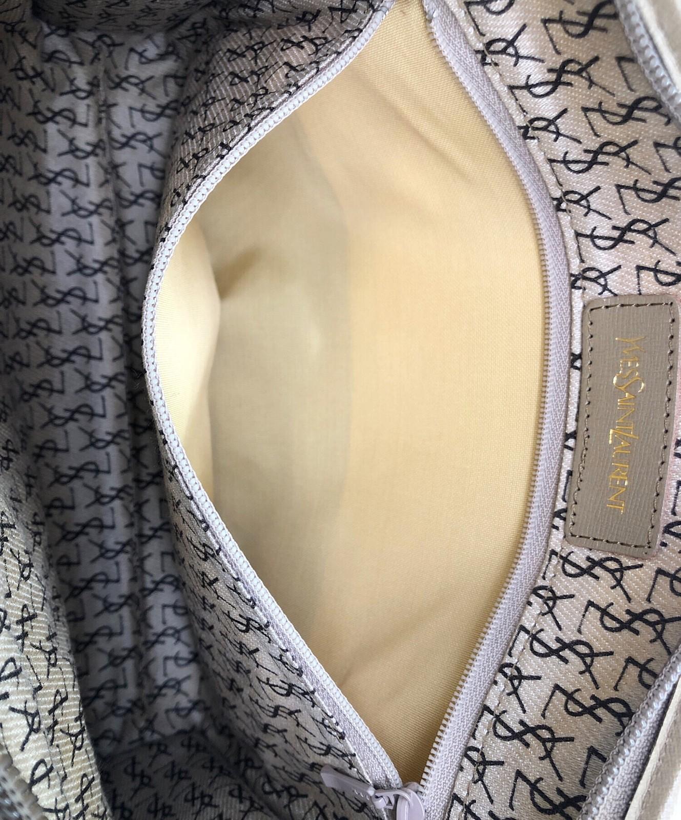 Saint Laurent Clutch Bag Second Bag YSL Cassandra PVC Beige Authentic